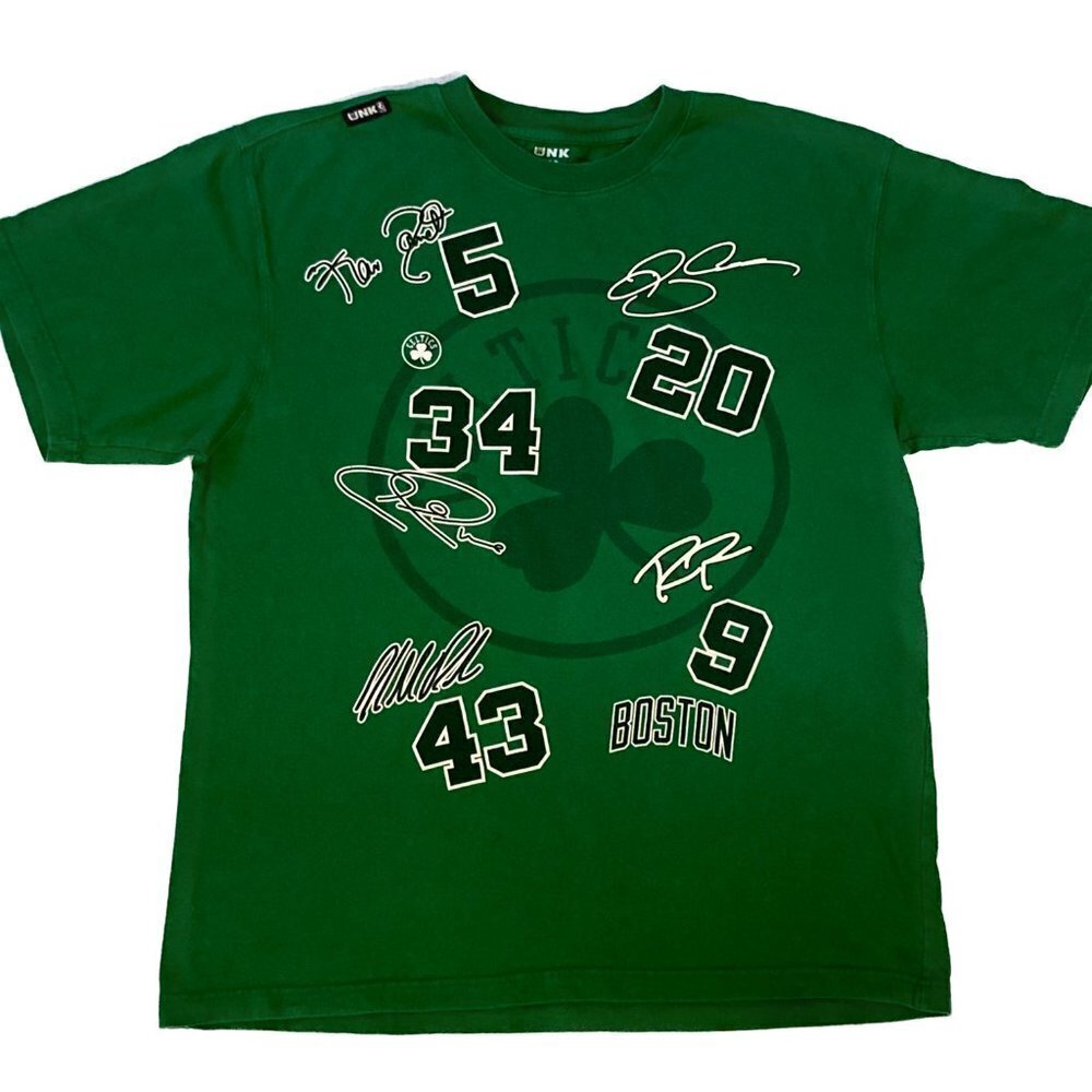 Boston Celtics Champions Big 5 T-Shirt 2008 Player "Signatures" Size XL